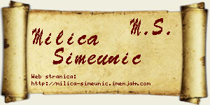 Milica Simeunić vizit kartica